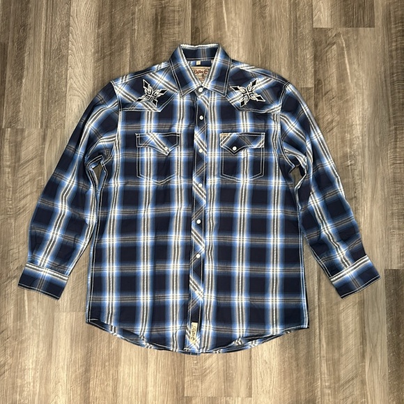 Rafter-C Cowboy Collection Western Long Sleeve Pearl Snap Button Shirt - Large - Picture 2 of 8